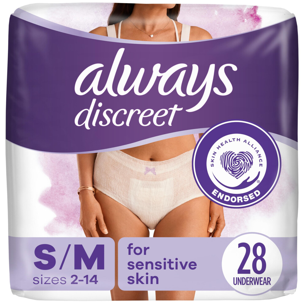 Always Discreet Sensitive  Incontinence & Postpartum Underwear for Women  Maximum Plus Protection  Small/Medium  28 Count