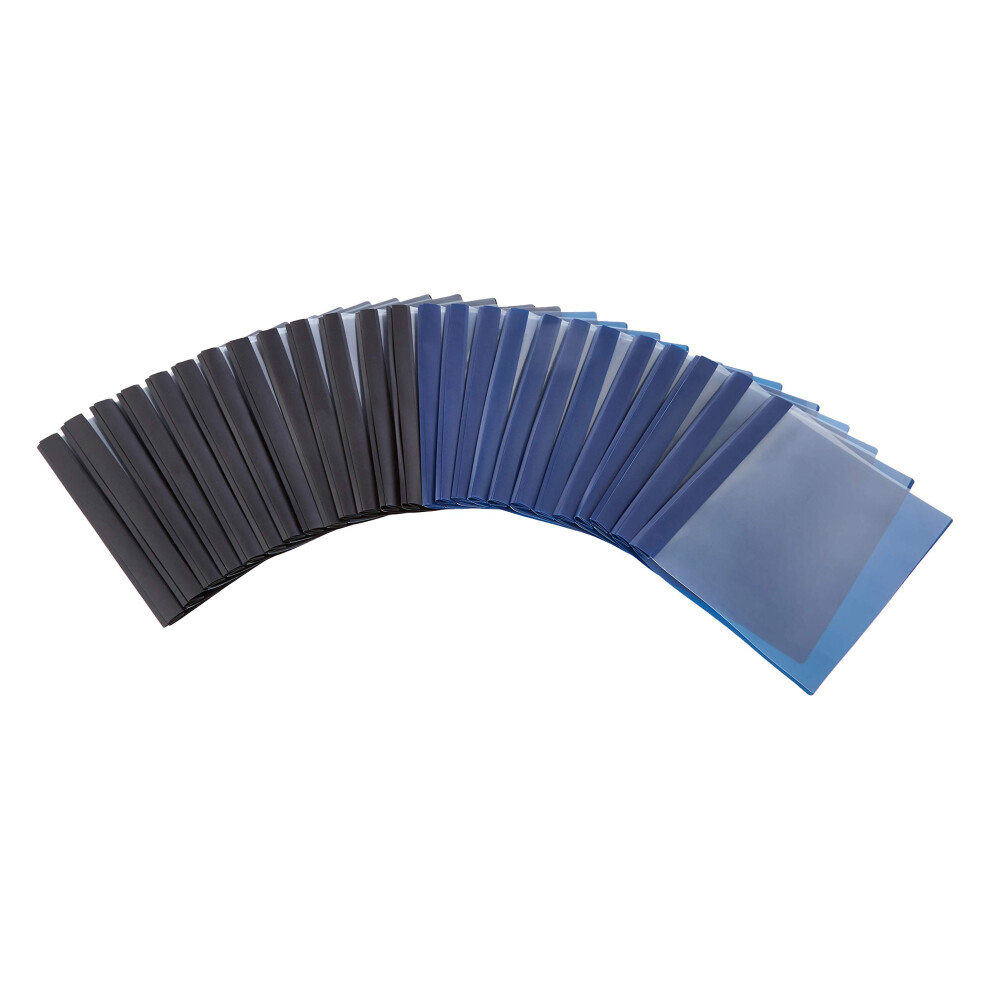 Amazon Basics Letter Size Clear Front Poly Report Cover with Metal Prong Fasteners - 25-Pack  Assorted Black and Navy
