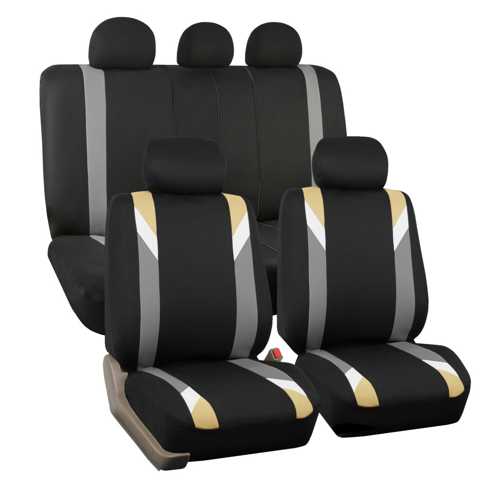 Fh Group Car Seat Covers Full Set Cloth-Seat Covers For Low Back Car Seats With Removable Headrest Universal Fit Automotive Seat Cover Airbag Compatib 196342113734
