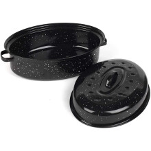 14,6 inch braadpan met deksel - overdekte ovale braadpan - ge?ailleerde koolstofstalen braadpan - uitstekende warmteverdeling en niet plakkerig - voo