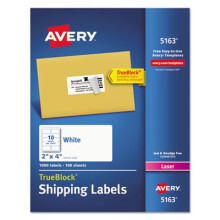 Avery 5163 Laseretiketten voor permanente verzending, 2 x 4 inch, 1000/doos, wit