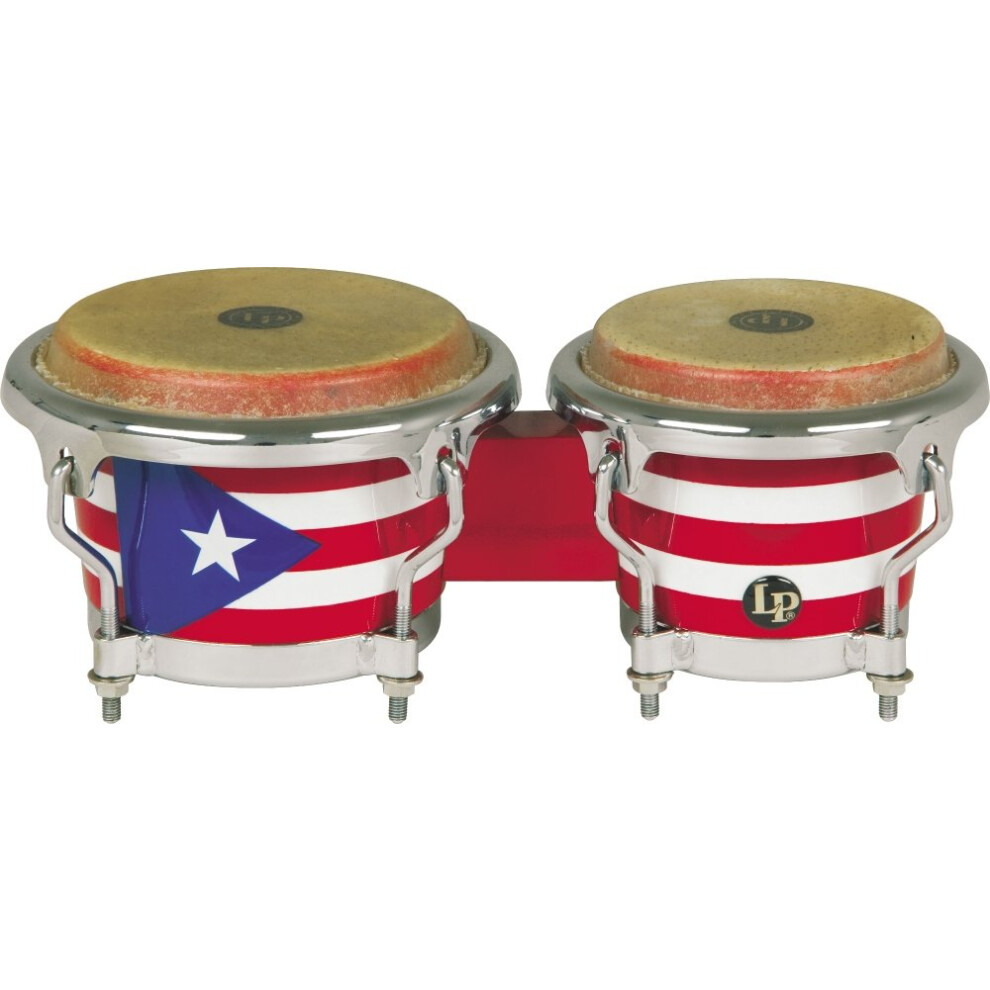 Latin Percussion LPMC Mini Tunable Puerto Rican Flag Wood Bongos (LPM199-PR)