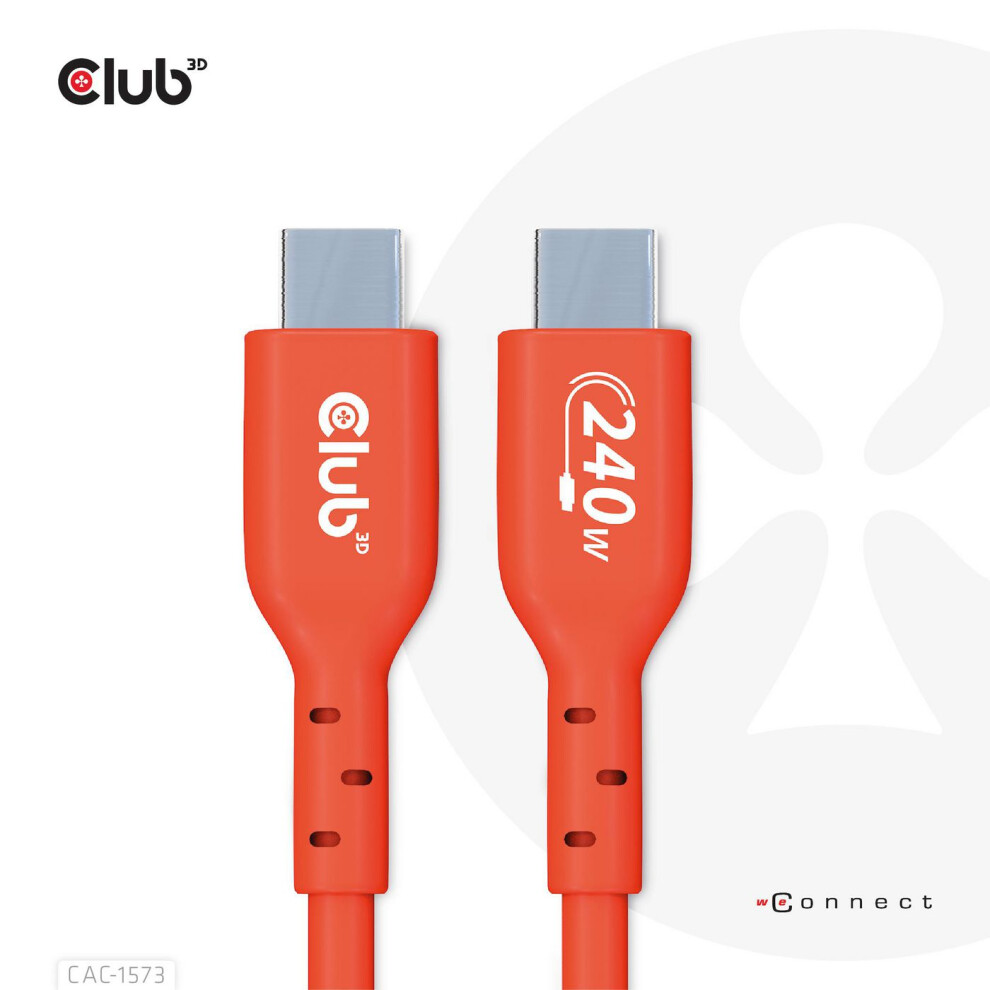 Club3d Club 3D Usb 2.0 Typ-C Kabel Usb-If Pd 240W St./St. 2M Orange Cac-1573 - Bild 7