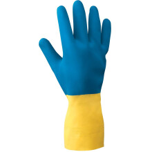 SHOWA CHMY Neopren over naturgummilatex Kemikalieresistent sikkerhedshandske med bomuldsflokfor 22 mil tyk 12"""" l?ngde medium (12 par)