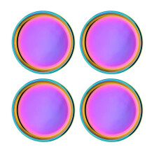 Ahimsa Stainless Steel Plates for Kids - 9"""" Round Rainbow Toddler Plates Non Toxic Plate BPA Free & Dishwasher Safe (Set of 4)