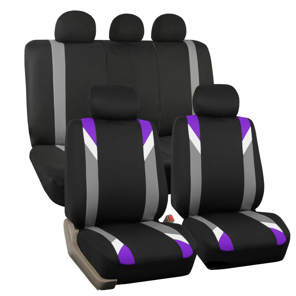 Fh Group Car Seat Covers Full Set Cloth - Seatcovers For Low Back Car Seats With Removable Headrest Universal Fit Automotive Seatcover Airbag Compatib 196342113802