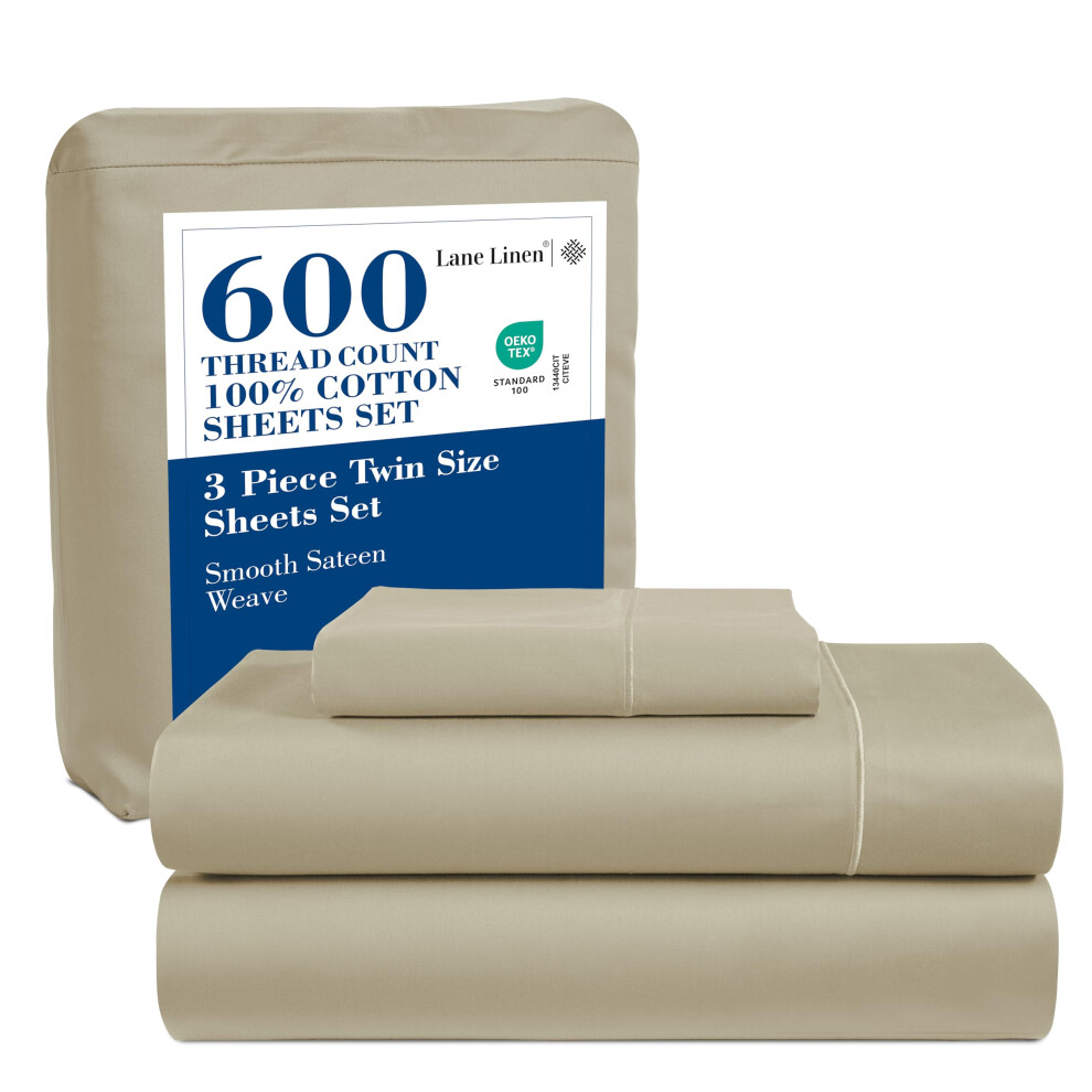 Set Di Lenzuola Matrimoniali In 100% Cotone - Lenzuola In Cotone Mercerizzato 600 Tc, Misura Matrimoniale, Per Una Finitura Liscia E Setosa. Ultr-image