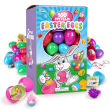 Giraffe 100-pack premium voorgevulde paaseieren - met speelgoed gevulde bulk plastic eieren voor kinderen met klaparmbanden Stickers oplichtende ring