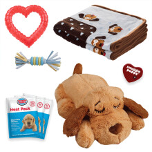 Kit di base originale Snuggle Puppy Essentials. Giocattolo per cani con battito cardiaco e aiuto calmante con 3 impacchi caldi, giocattolo per la