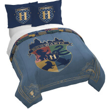 Jay Franco Duvet Cover Set - 3 Piece Comforter Cover and Sham Set Super Soft Cozy Kids Bedding (Insert Not Included) Blue - Harry Potter Queen
