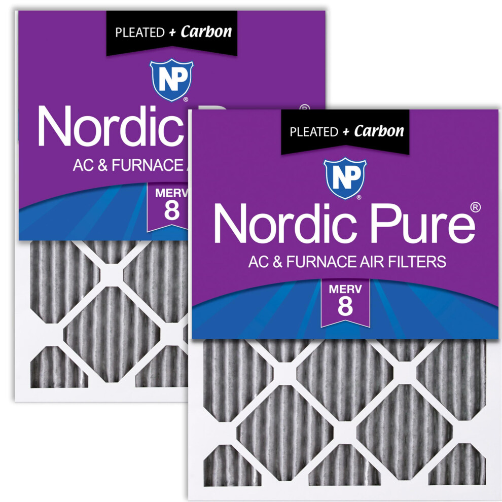 Nordic Pure 10X20x1 (9 1/2 X 19 1/2 X 3/4) Furnace Air Filters Merv 8 Pleated Plus Carbon 2 Pack 848224135838