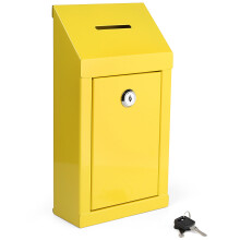 Metal Donation Box Charity Steel Collection Box Office Prough Office Box Secure Box med top slot og lås med nøgler vægmontering med forborede hul