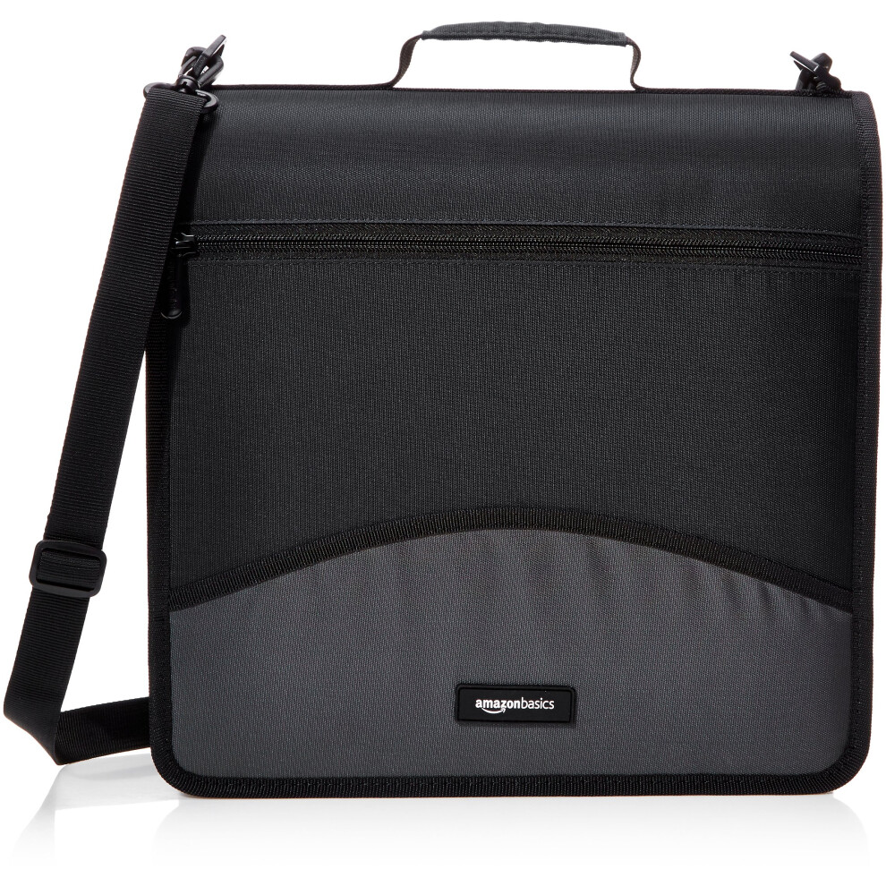 Amazon Basics Durable 3 Ring Binder with Zipper  Sturdy Storage to Keep Documents Organized  3 inch  Black