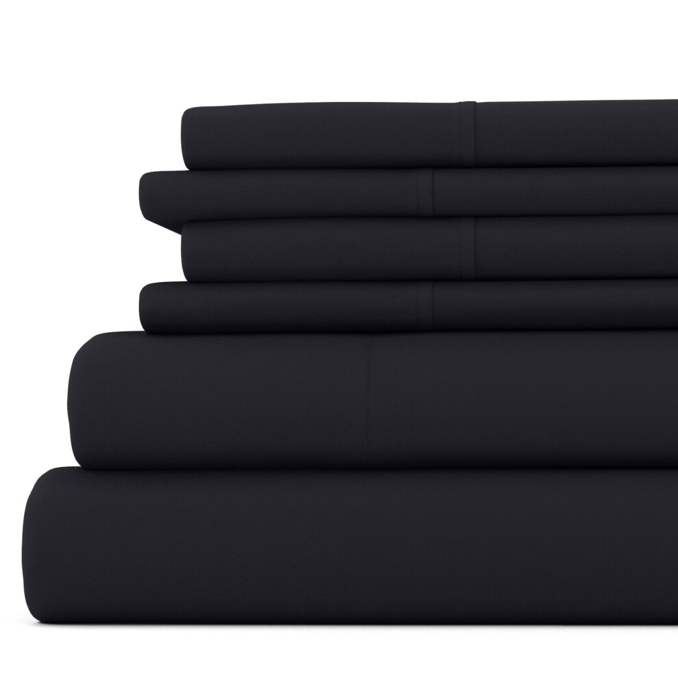 Parure de lit 6 pi  ces Linen Market, noire, pour lit double
