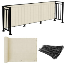 E&K Sunrise 3' x 25' Balkong Integritetsskydd med Dragkedjor UV-Skydd för Terrass Uteplats