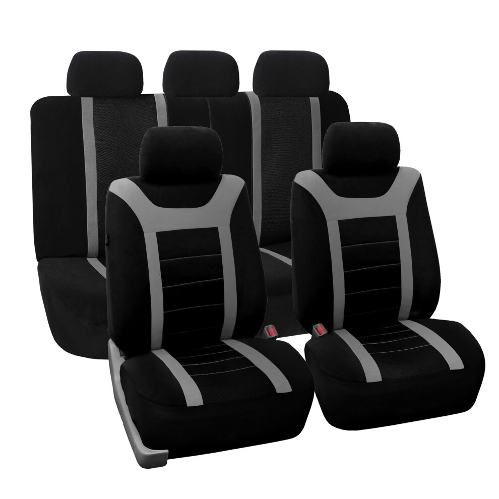 Fh Group Car Seat Covers Full Set Cloth - Universal Fit Automotive Seat Covers Low Back Front Seat Covers Airbag Compatible Split Bench Rear Seat 785422419226