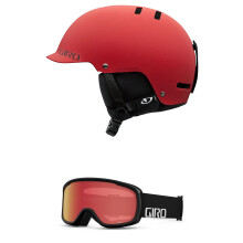 Cosco de esqu de paquete combinado de superficie de Giro: casco de snowboard con gafas a juego Red/Black Wordmark M (55.5-59 cm)