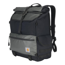Mochila Carhartt 40L Nylon Roll Top, Material Resistente al Agua, Compartimento para Portátil de 17", Negro, Talla Única