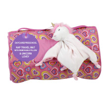Emily Rose Rollup Toddler Kids Sleeping Nap Cot Mat | Removable Pillow & Unicorn Lovey Included | 100% Cotton for Daycare Preschool Travel Naps | P