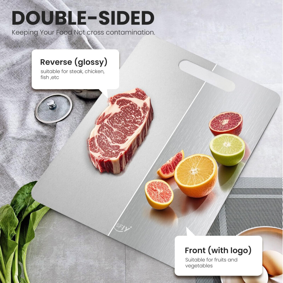 Planche à découper en titane – 100 % titane pur, planche à découper double face en métal pour viande et légumes, idéale pour la cuisine domestique et extérieure (25,4 x 35,6 x 0,2 cm Planche à découper en titane – 100 % titane pur, planche à découper double face en métal pour viande et légumes, idéale pour la cuisine domestique et extérieure (25,4 x 35,6 x 0,2 cm