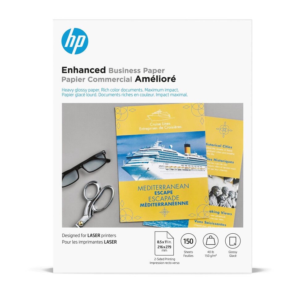 HP Enhanced Business Paper  Glossy  8.5x11 in  40 lb  150 sheets  works with laser printers (Q6611A)
