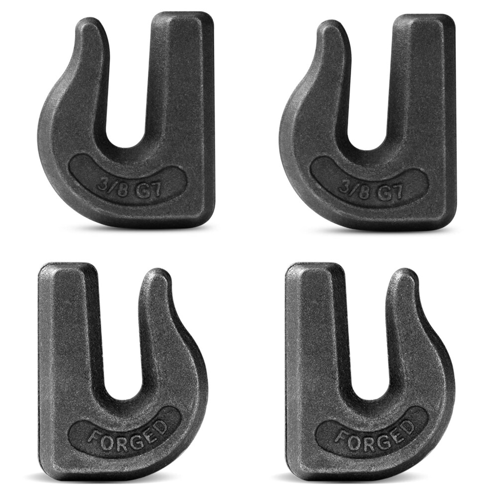 3/8'' Weld On Grab Chain Hook  4 Pack G70 Clevis Grab Chain Hooks for Trailer Truck  Rigging  Car  Tractors Loader Bucket-Working Load Limit: 6600 lbs