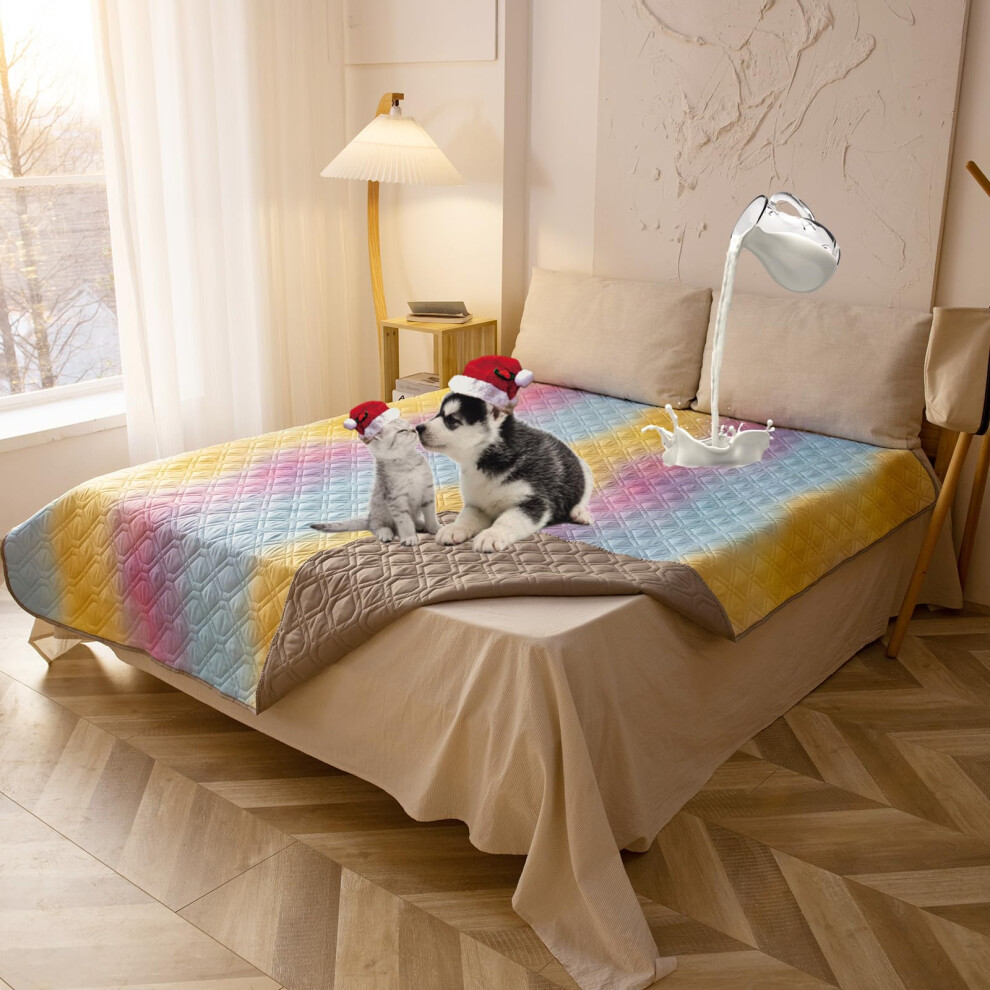 Housse de lit pour chien 100 % imperméable Topthumbs 218 x 208 cm, matelas à langer réversible, tapis de camping réutilisable pour enfants/animau