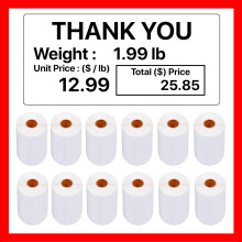 Pokanic Labels LST-8060 Thermal 12 Rolls - 6 600 Labels Printer Printing Scale Compatible with CAS LP-1000 CL-5000 CL-5500 CL-7200  Easy Weigh LS-100