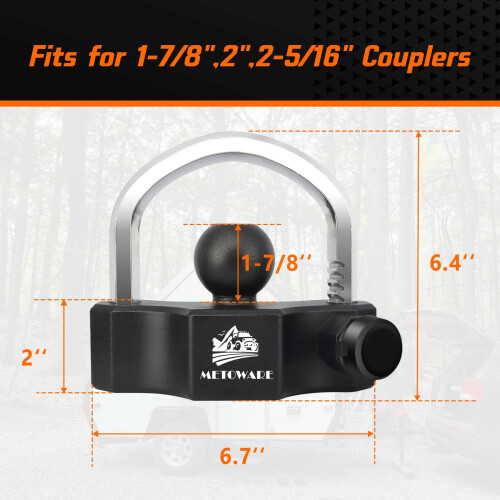 METOWARE LOCKER UNIVERSAL TRAILER trailer ajust   vel Trailer de servi   o pesado HTICH Locks Fit 1-7/8 polegadas 2 polegadas 2-5/16 polegadas Coupla 1