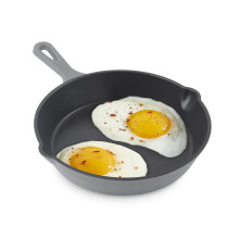 DASH Zakarian 7.5"""" Nonstick Cast Iron Skillet with Pour Spouts for Searing Baking Grilling Roasting and More - Grey