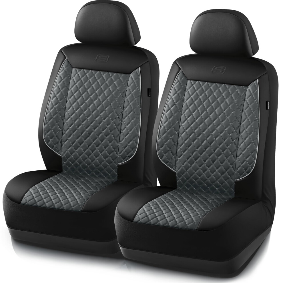 Skechers Car Seat Covers Piping Luxury Faux Seat Covers Waterproof Anti Slip Car Seat Protector Front Seats Car Accessories Airbag Universal Fit For M