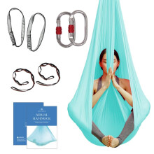 aum active Aerial Yoga Hngmatta - Slitstarkt Aerial Silk med frlngningsremmar Karbinhakar och Pose Guide - Aerial Silks fr hem Antigravity Yo