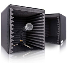 Pyle 2-Pc Recording Shield Box-Microphone Foam Booth Cube Sound Dampening Filter Audio Acoustic Noise Isolator Platform w/Wedgie Padding (PSIB27X2)