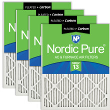 Nordic Pure 18x18x1 (17_3 / 4 x 17_3 / 4 x 3/4) Filtres     air pliss   s Merv 13 plus carbone 4 pack