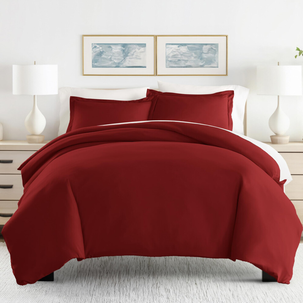 Housse de couette LINEN MARKET King Size (Bordeaux) - Vivez un confort digne d'un hôtel avec une douceur inégalée. Imprimés exquis et couleurs un