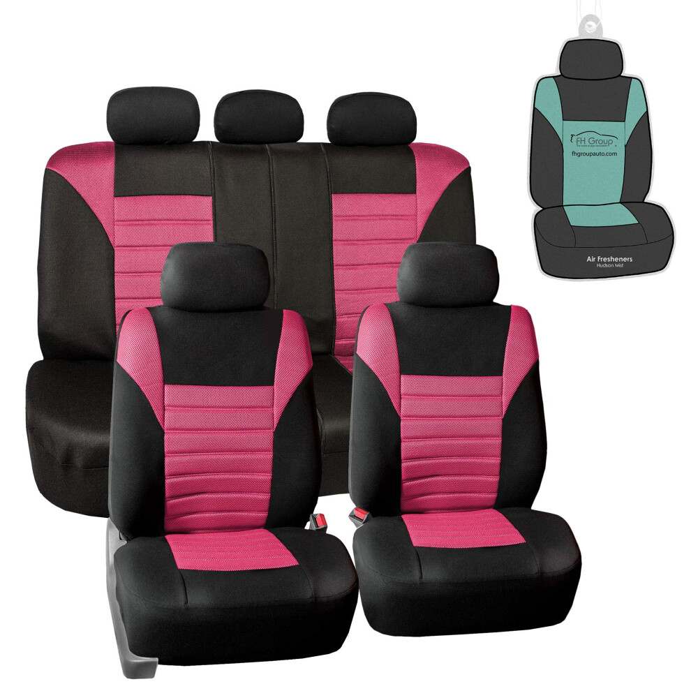 Housses de siège auto FH Group Automotive, ensemble complet, housses de siège premium en maille aérée 3D roses et noires, compatibles avec les ai