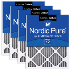 Filtres    air pour fournaise Nordic Pure 14 x 24 x 1 (13_3/4 x 23_3/4 x 3/4) MERV 12 pliss  s plus carbone, paquet de 4