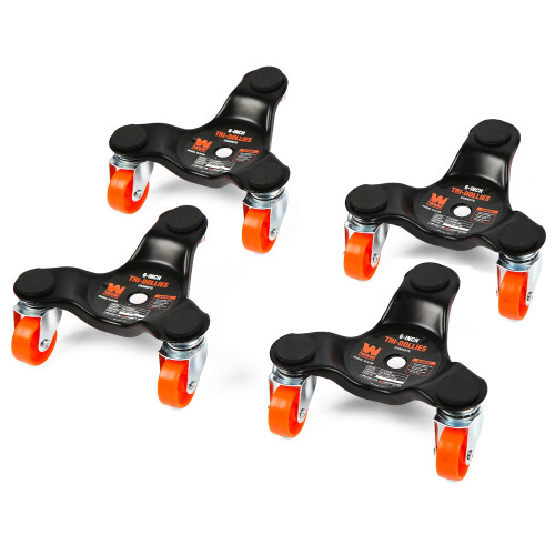WEN WEN DL6165 Mveis de 6 polegadas e 165 libras com capacidade para mover Tri-Dolly 4 conjuntos (1 pacote) preto