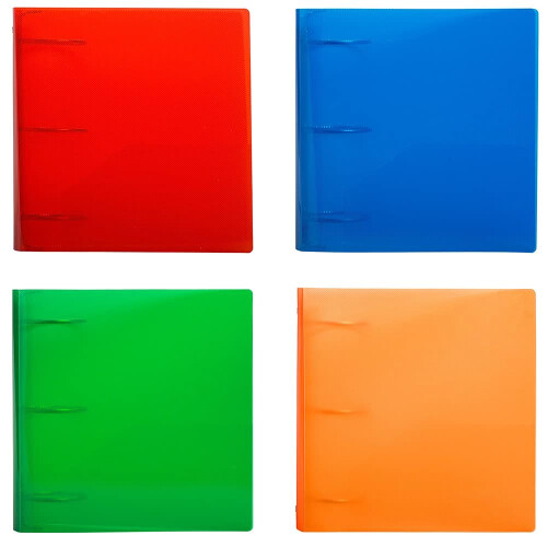 JAM PAPER Fichrios de plstico de 3 polegadas - Fichrios variados de 3 argolas (vermelho, azul, verde e laranja) - 4/pacote 1