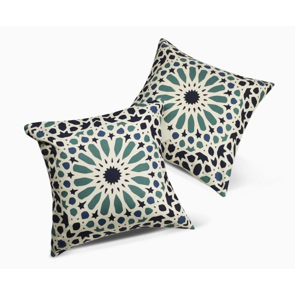 Coussins d'intérieur/extérieur Fab Habitat en fil de polyester recyclé, résistants aux taches, lavables en machine, insert inclus, carrelage, ter