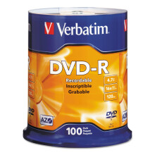 Verbatim 95102 DVD-R-Discs, 4,7 GB, 16x Spindel, Silber, 100/Packung