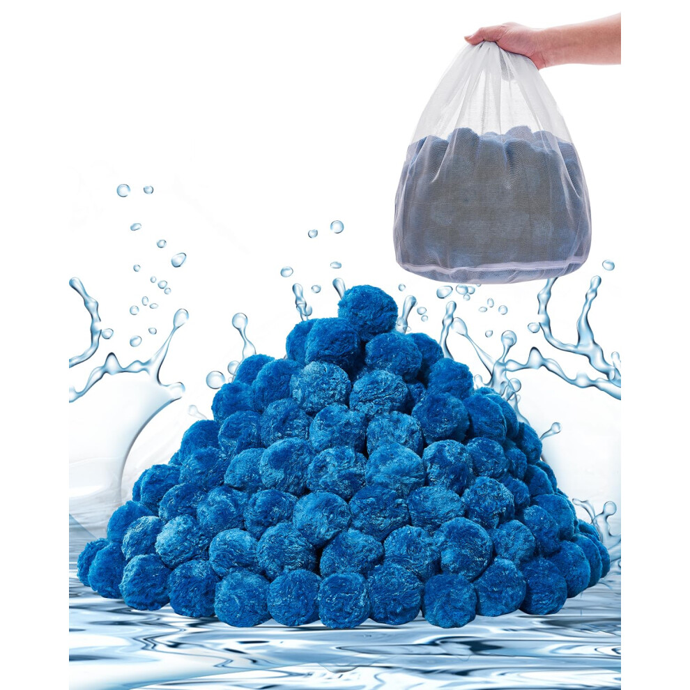 VEVOR Pool Filter Balls for Sand Filter  3.1 lbs  Filter Balls Replace Pool Filter Sand  Reusable Blue Polyester Fiber Filter Media with Wash Bag  for