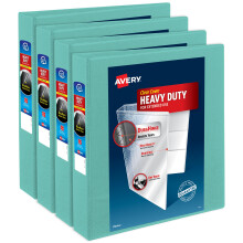 Avery Heavy-Duty View 3 ringband 1,5 inch EZD-ringen, ideaal voor portfoliokantoor, schoolbinders, 4 mint (4-pack van 79271)