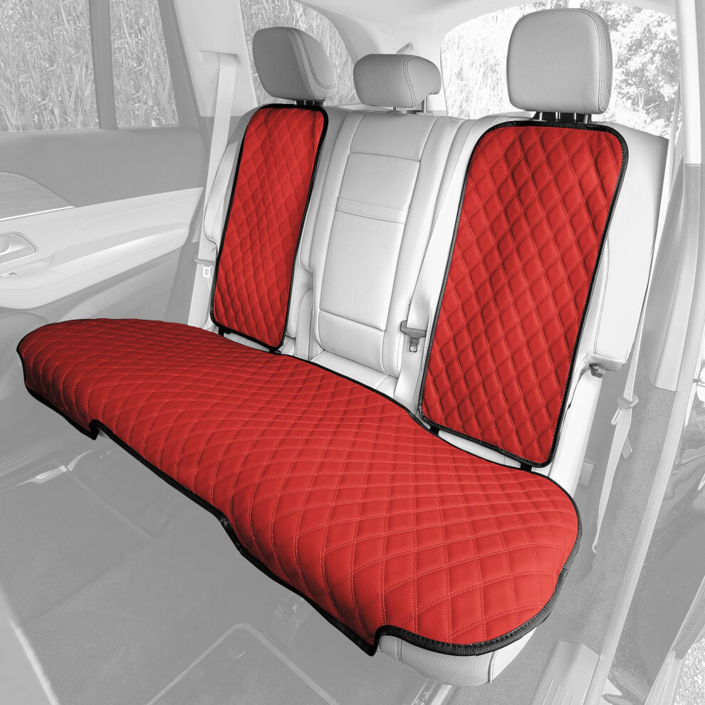 Fh Group Car Seat Cushion Rear Set Faux Leather Automotive Seat Cushions - Universal Fit Rear Car Seat Cushion Car Seat Cushions With Non-Slip Silic 842319190276
