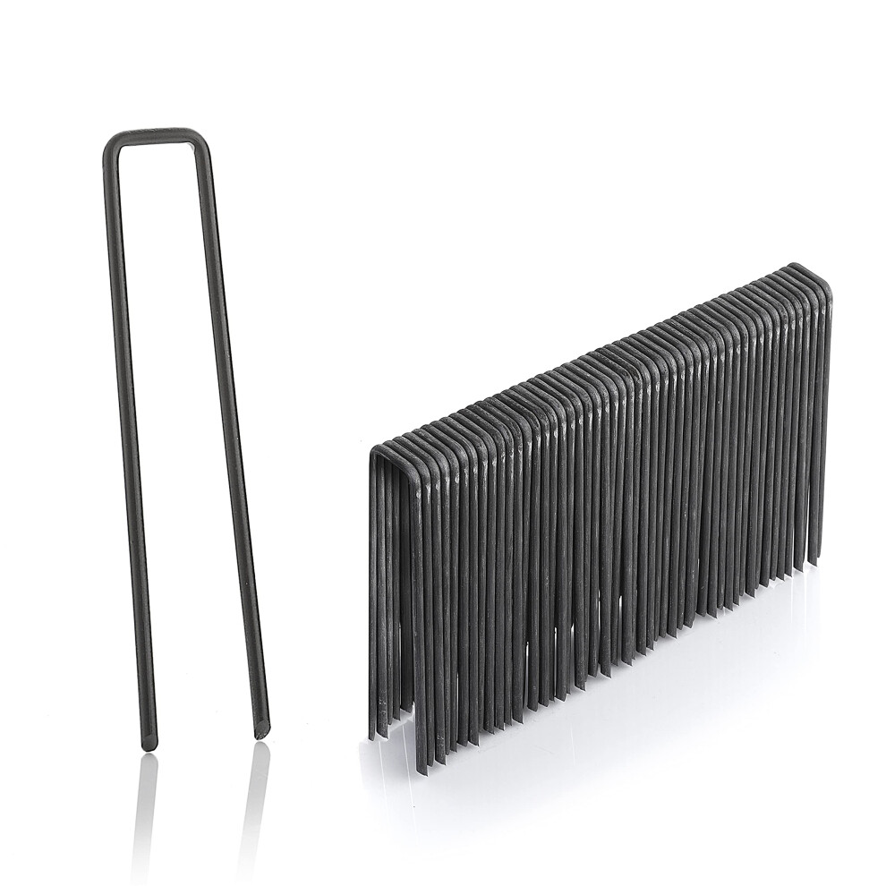 Gardenmate 100-Pack Anti-Rust 6'' 11 Gauge Heavy-Duty Flat-Top U-Shaped Garden Stakes Staples Spikes Pins Pegs - Ground Stakes For Anchoring Landscape 4260313269402