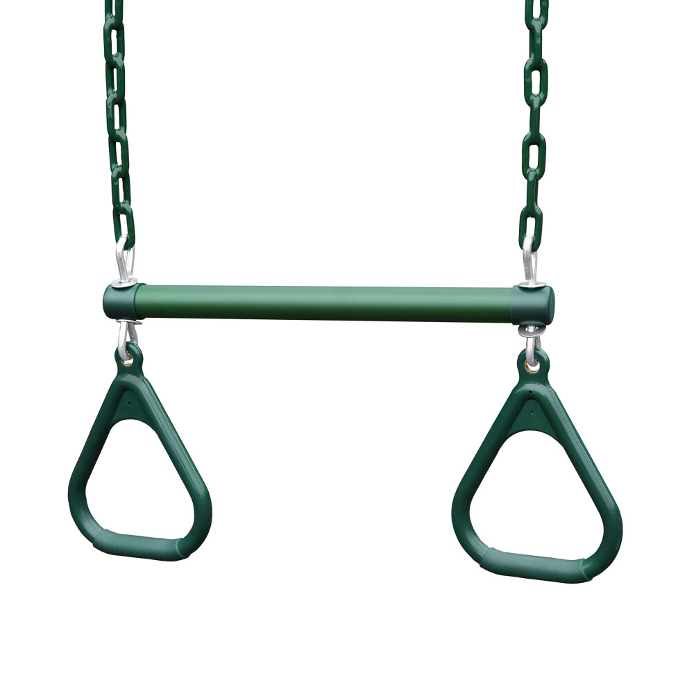 Ensemble de trap  ze Gorilla Playsets 04-0006-G/G de 43 cm avec anneaux - Anneaux de barre verts et cha  nes rev  tues de plastisol de 92 cm