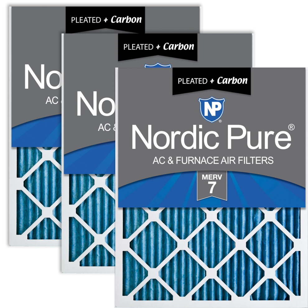 Nordic Pure 14 X 30 X 1 (13 15/16 X 29 15/16 X 3/4) Plissee-Luftfilter Merv 7 Plus Carbon, 3Er-Pack-image