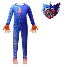 (Blue,140)Kinder Huggy Wuggy Poppy Spielzeit Cosplay Kostüm Body Overall Maske Handschuhe