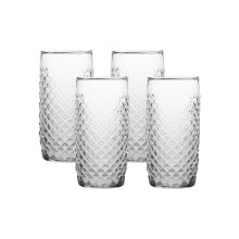 Anchor Hocking Cross Hatch Highball Drinking Glasses (4-Pieces 16.5-ounce dishwasher safe)