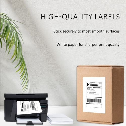 Etiquetas de envio PACKZON com canto quadrado autoadesivo para impressoras a laser e jato de tinta 8,5 x 5,5 polegadas branco (300 etiquetas) 1